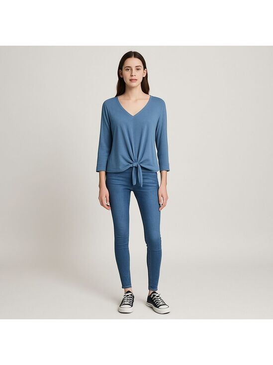 Eddie Bauer Tops - Eddie Bauer Blue Three Quarter Sleeve Top Women's Small Petite